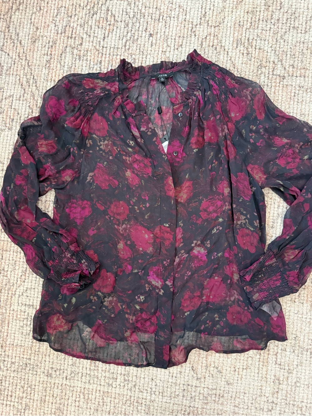 Joe’s Jeans Floral Blouse NWT XS - Claudette Button-Front top -Plum/Magenta